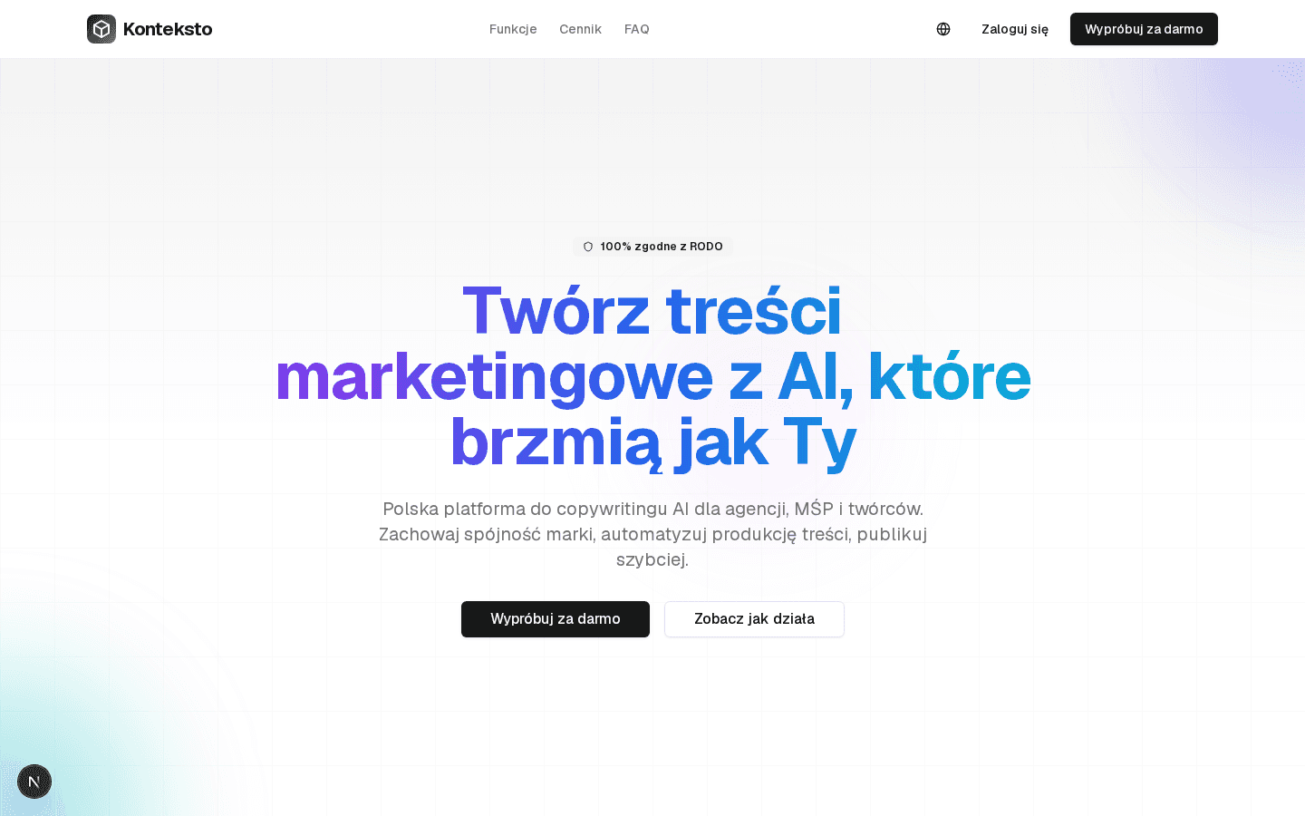 Zrzut ekranu strony Konteksto