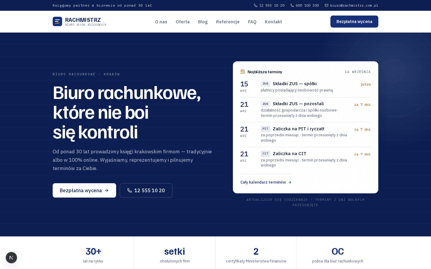 Zrzut ekranu strony Rachmistrz